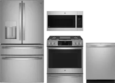 4 Piece Package Includes Refrigerator, Range, Microwave And Dishwasher